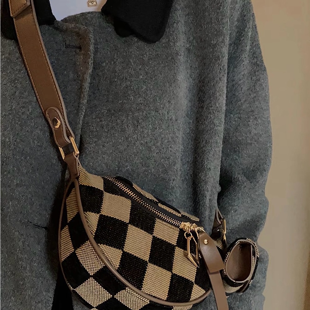 Checkered Black and Cream Women's Bag